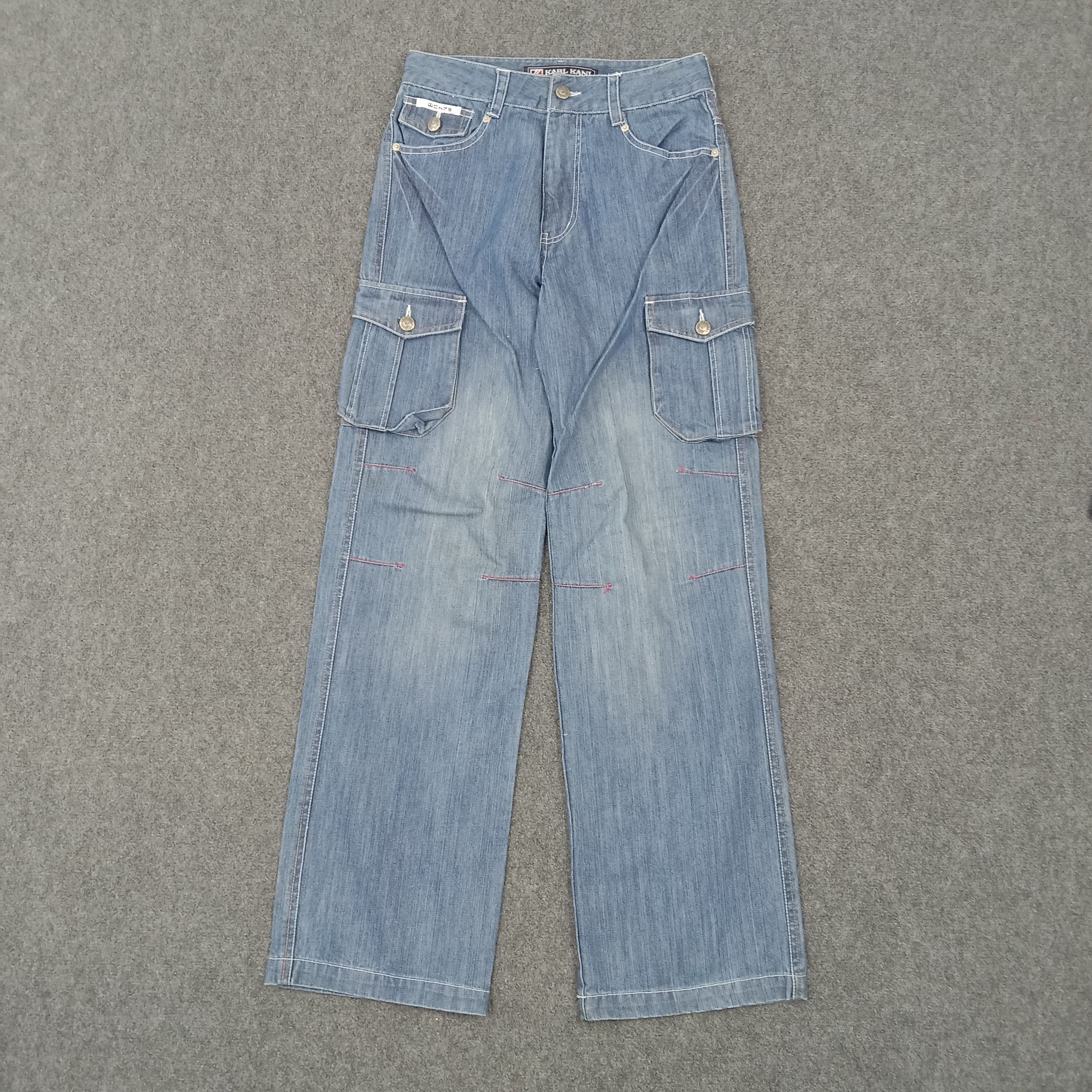 Karl Kani × Vintage Karl Kani American Baggy Style Cargo Denim Jeans Size US 27 - 1 Thumbnail