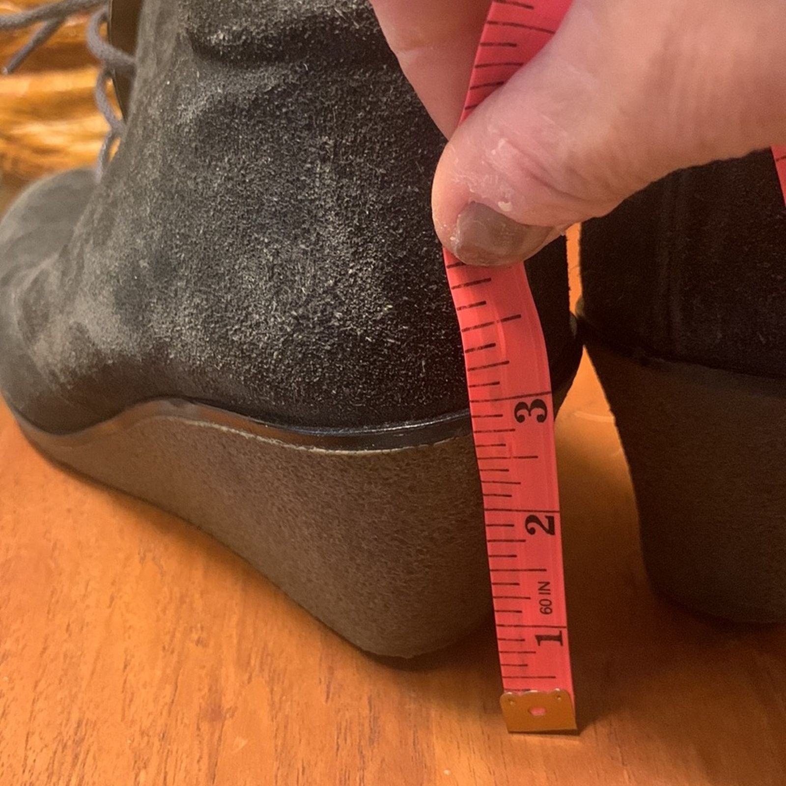Vintage Gabor wedge suede gray laceup booties Size US 8 / IT 38 - 5 Thumbnail