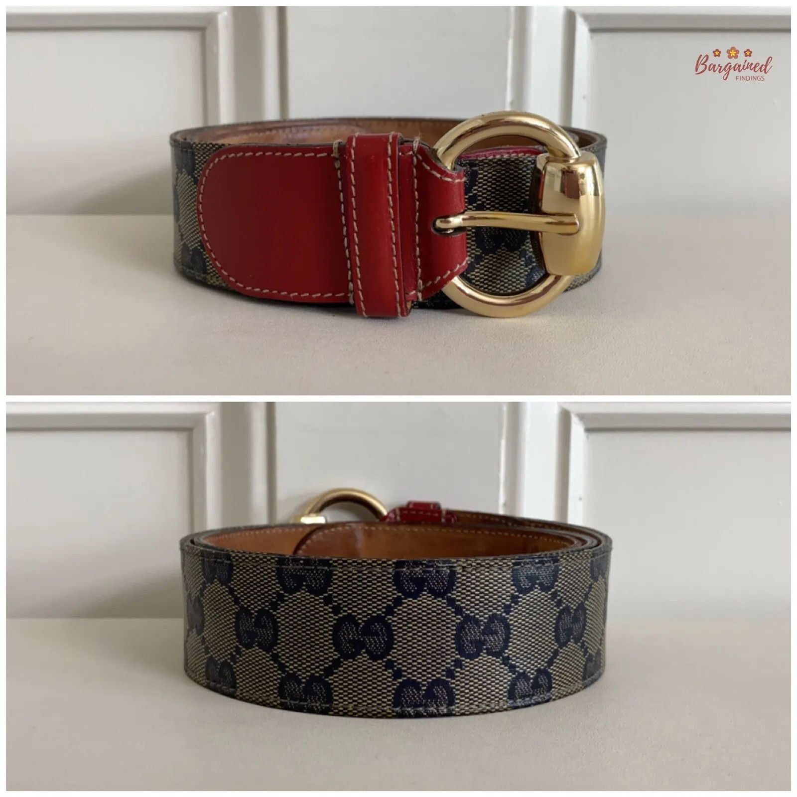Gucci GUCCI Red GG Crystal Coated Canvas Horsebit Buckle Belt Size 30 - 10 Thumbnail