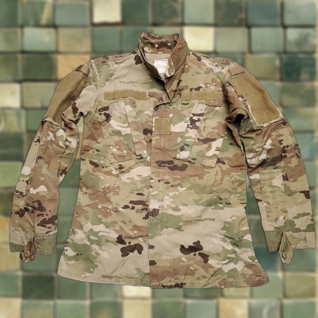 American Apparel VINTAGE Army Jacket Womens 33 Long Multicam Green Military Jacket Camouflage Cotton Blend Pockets Long Sleeve Buttons Casual Womens 33 Long Size XXS / US 00 / IT 34 - 1 Thumbnail