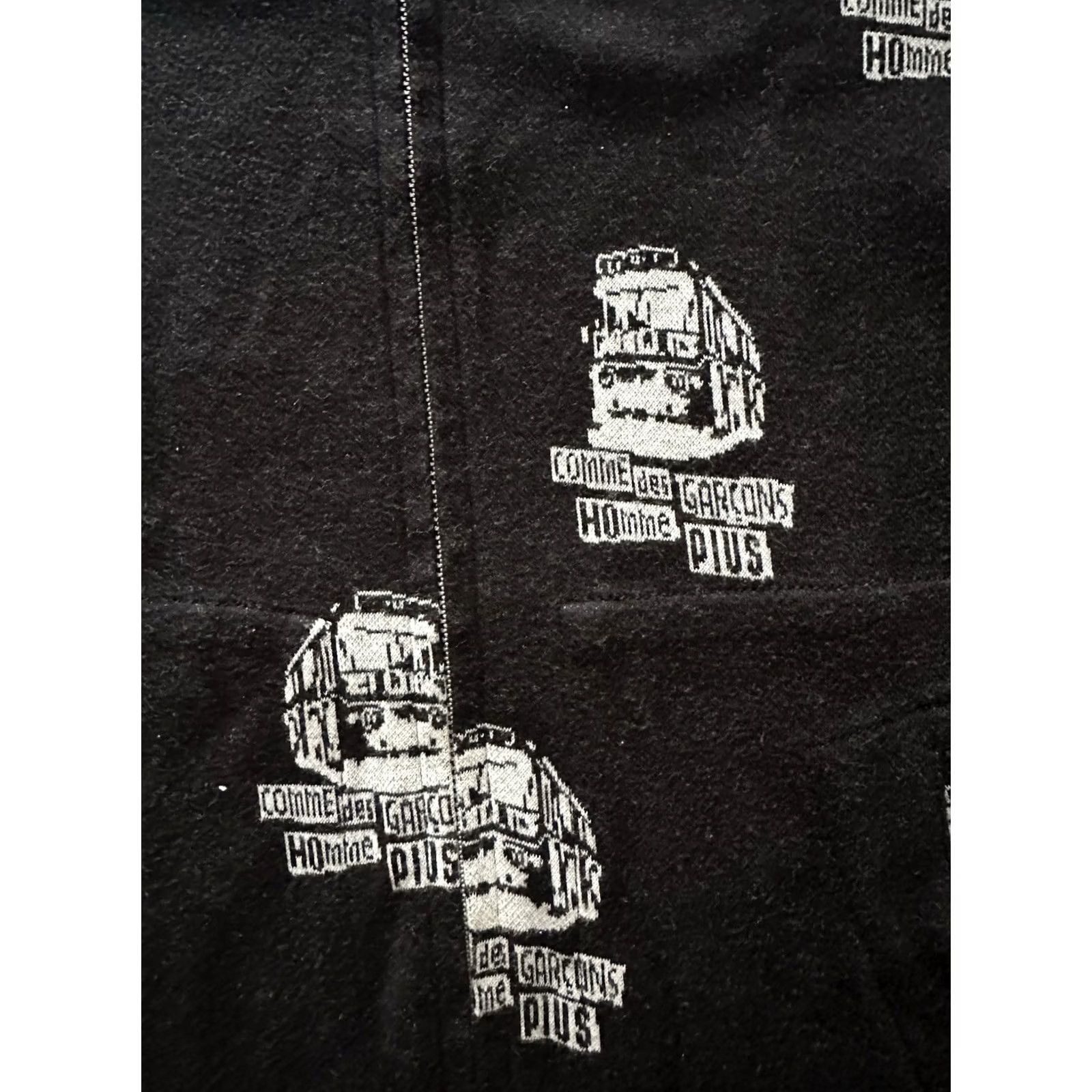 Vintage COMME des GARCONS HOMME PLUS Knit sweater Full Zip Up Black All Over Print S Unisex Adults Mens Womens Pullover, Very RARE, Gently Used Size US S / EU 44-46 / 1 - 2 Thumbnail