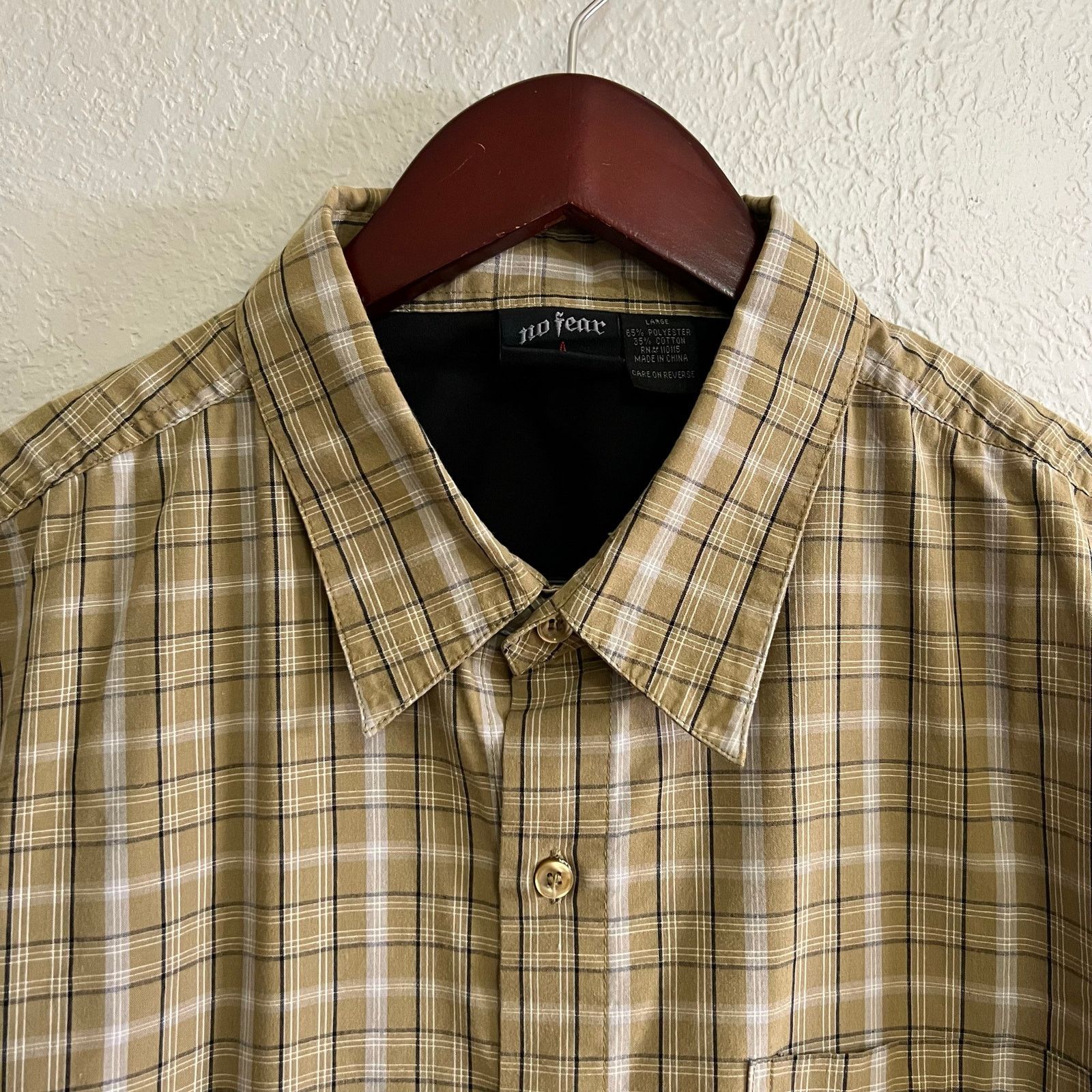 No Fear Vintage No Fear Shirt Mens Large beige Plaid Button Up Size US L / EU 52-54 / 3 - 2 Thumbnail