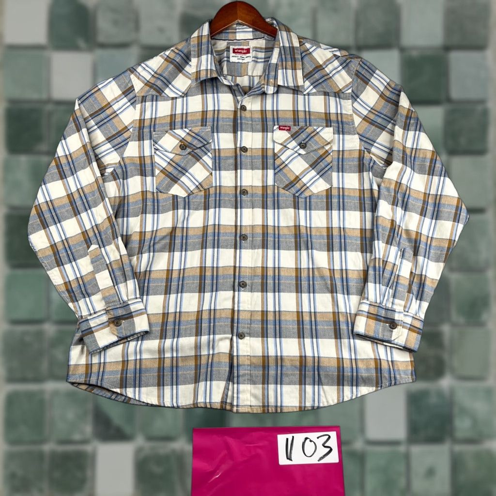 Wrangler Wrangler Shirt XL Multicolor Plaid Button-Up Long Sleeve Mens Colorful Casual Pocket Size US XL / EU 56 / 4 - 1 Thumbnail