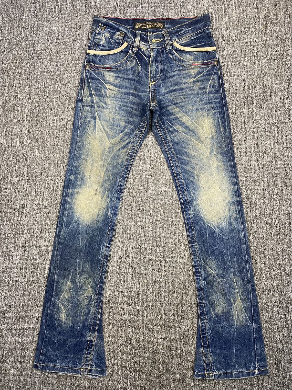 If Six Was Nine × Japanese Brand × Le Grande Bleu (L.G.B.) Distressed Redpepper Flare Jean Size US 30 / EU 46 - 2 Thumbnail