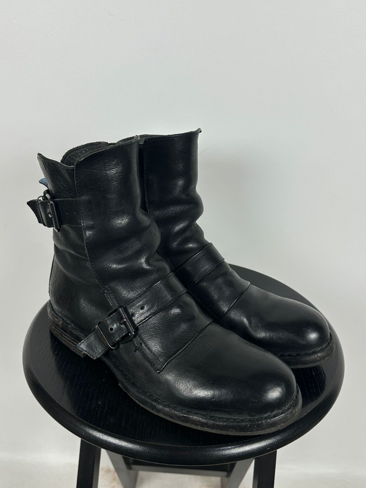 MoMA MoMA Black Leather Buckle Ankle Biker Boots Size US 10 / IT 40 - 6 Thumbnail