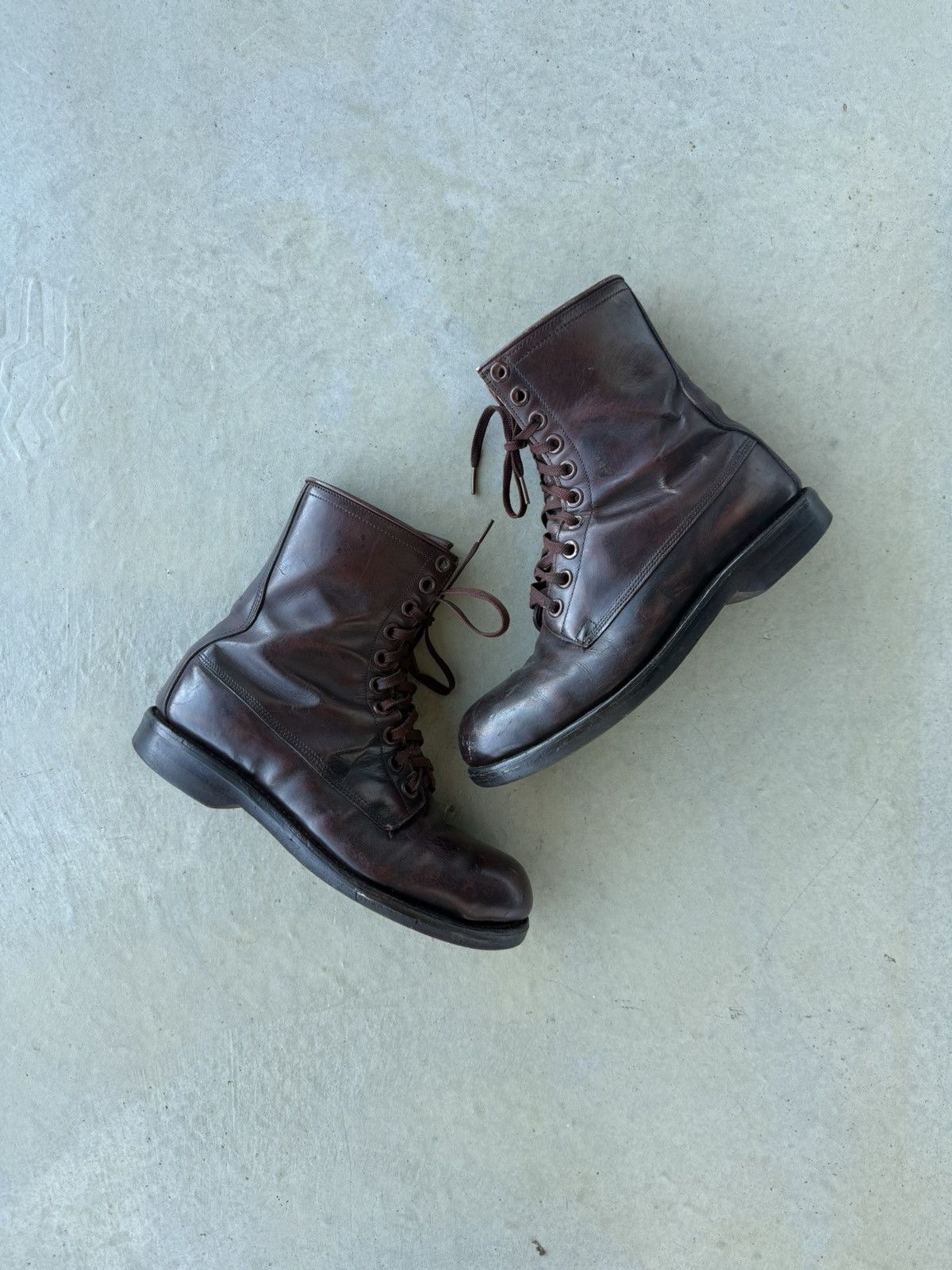 Vintage Vintage Military Brown Leather Round Toe Combat Boots Size US 8 / EU 41 - 1 Thumbnail