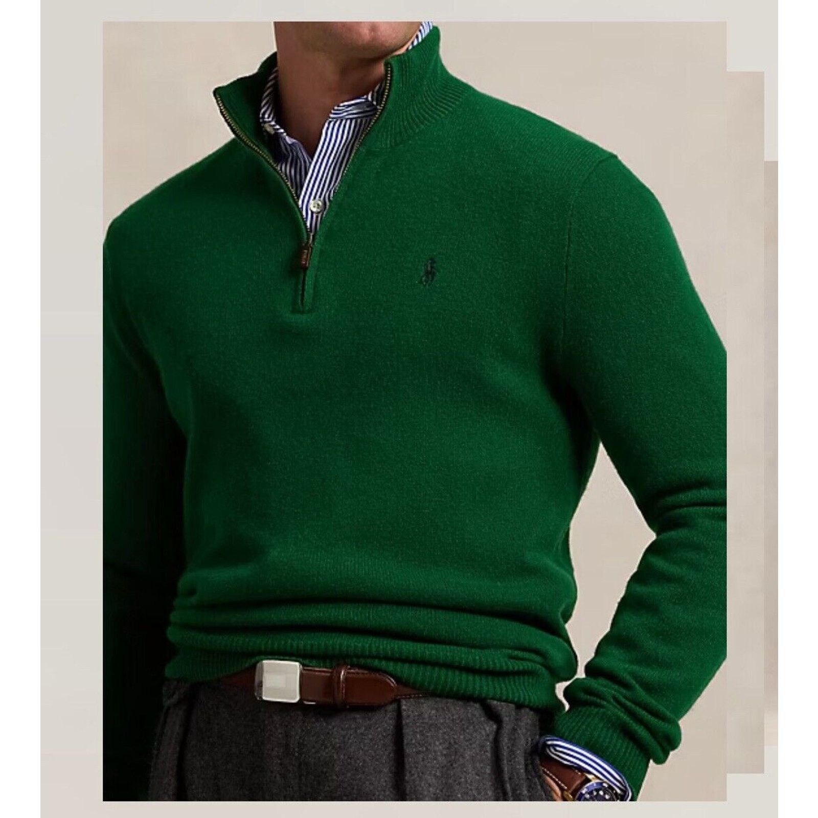 Ralph Lauren NEW POLO Ralph Lauren Wool Pullover Sweater Green Medium Size US S / EU 44-46 / 1 - 4 Thumbnail