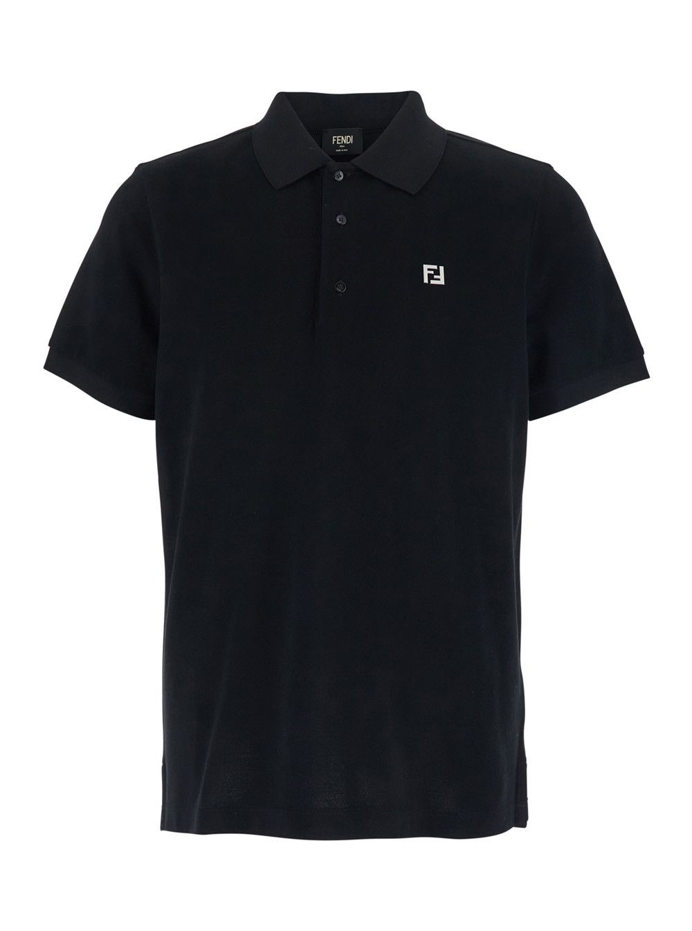 Fendi Black Cotton Piquet Polo with Metallic FF Logo on Front for Men Size US M / EU 48-50 / 2 - 1 Thumbnail