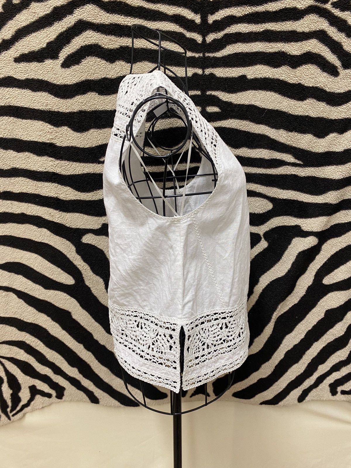 Vintage White sleeveless cotton tunic Size S / US 4 / IT 40 - 4 Thumbnail