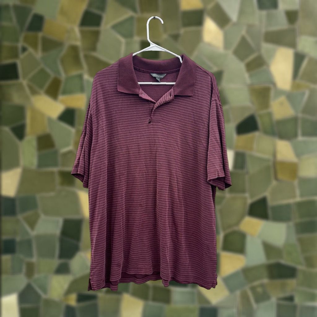 Croft & Barrow VINTAGE Croft & Barrow Mens Polo Shirt XL Maroon Striped Short Sleeve Collared Shirt Men Red Pattern Polo Size US XL / EU 56 / 4 - 1 Thumbnail