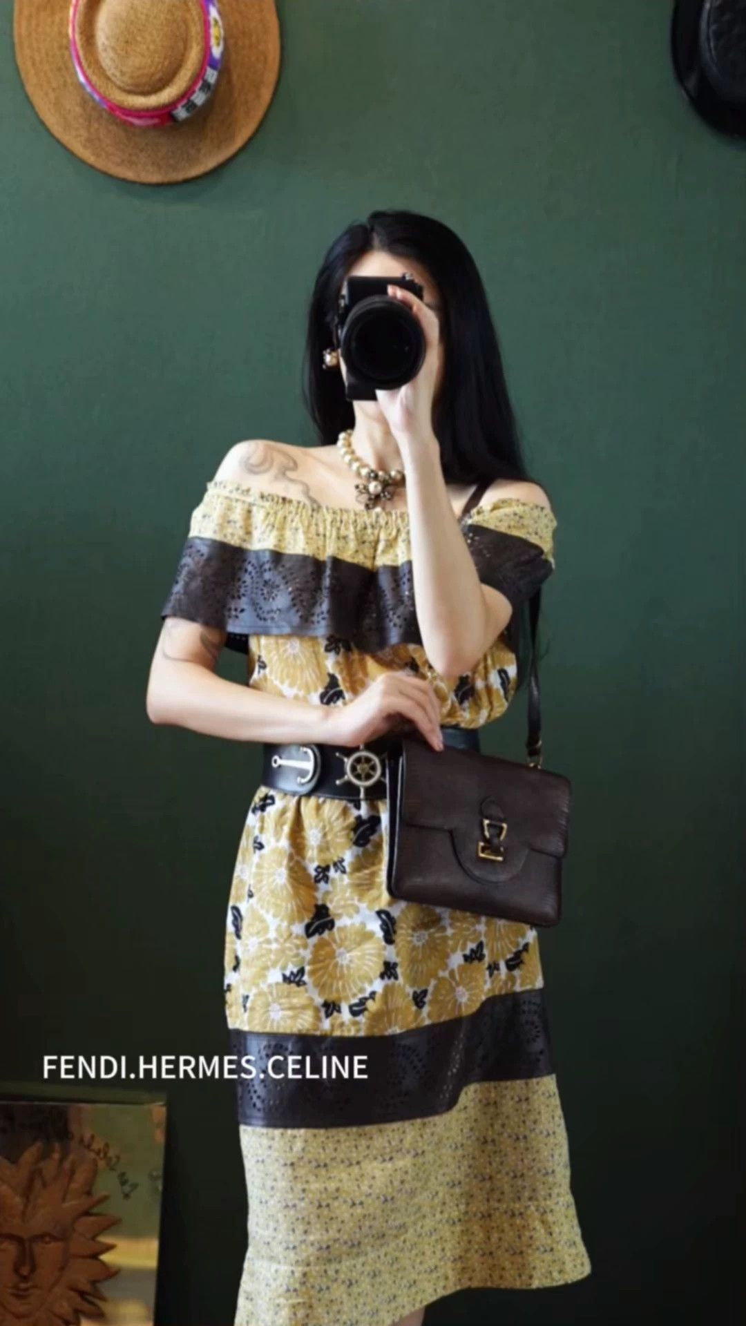 Fendi Fendi Vintage Yellow Leather Carved Paneled Women's Dress Size M / US 6-8 / IT 42-44 - 1 Thumbnail