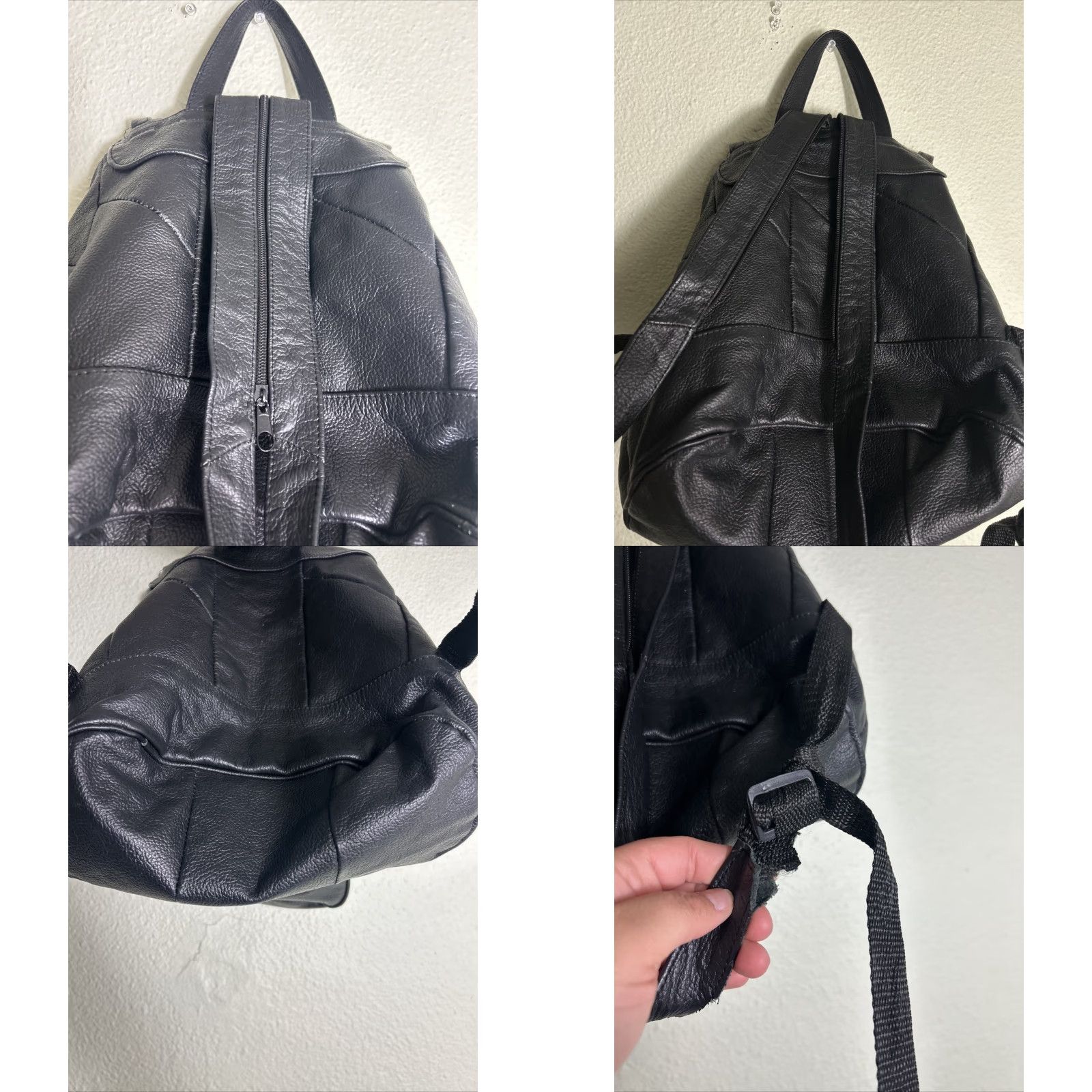 Vintage VINTAGE Black Leather Backpack Small Crossbody Purse 13x11x6 Buckle Strap Broken Women's Crossbody Bag Leather 13x11x6 Womens Size ONE SIZE - 10 Thumbnail