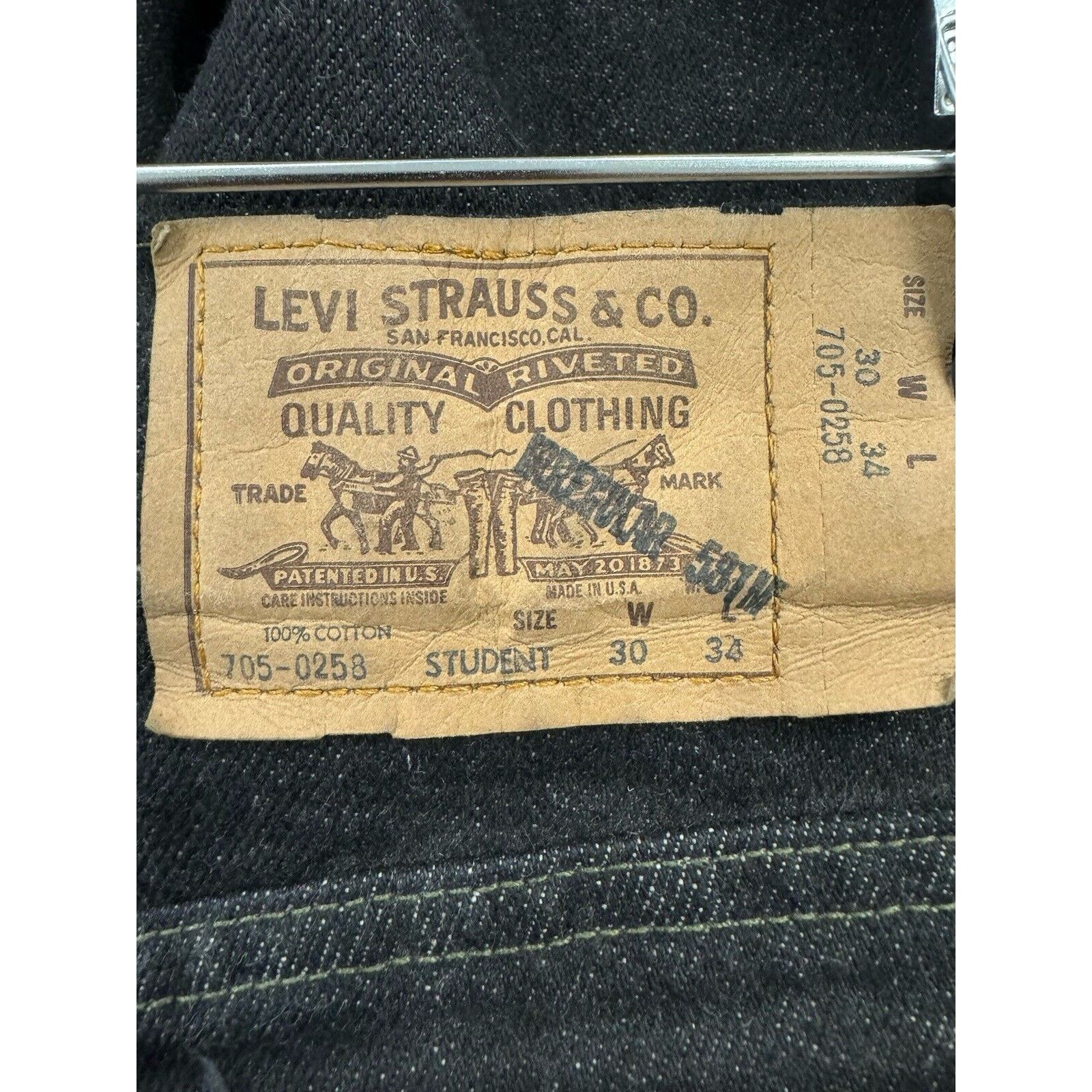 Levi's Deadstock True Vintage Levi Straight Black 705 Men W30 X L34 Size US 30 / EU 46 - 6 Thumbnail