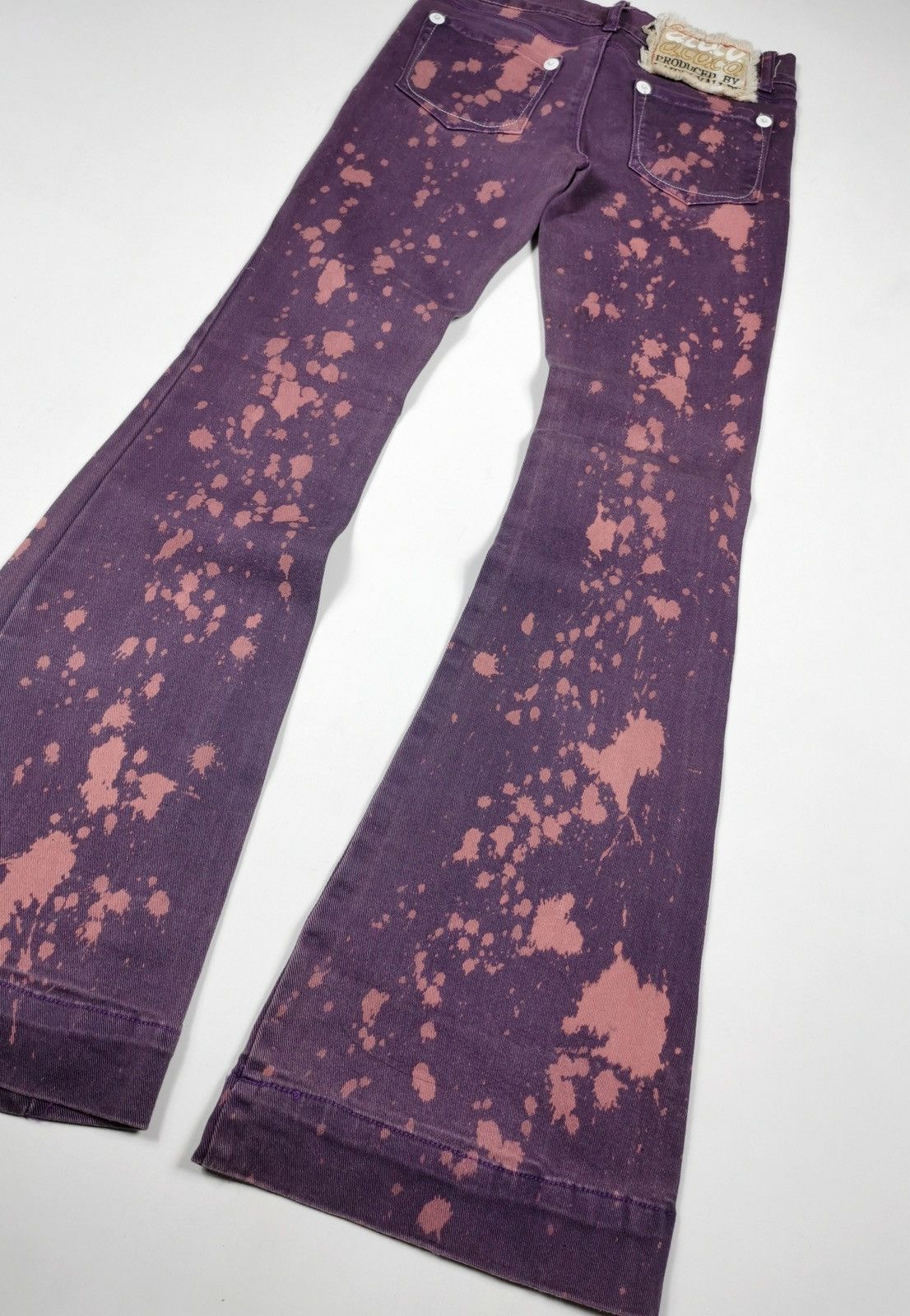 If Six Was Nine Bootcut Flare Bleach Splatter Qcoco Happy Valley Purple Jean Size US 28 / EU 44 - 7 Thumbnail