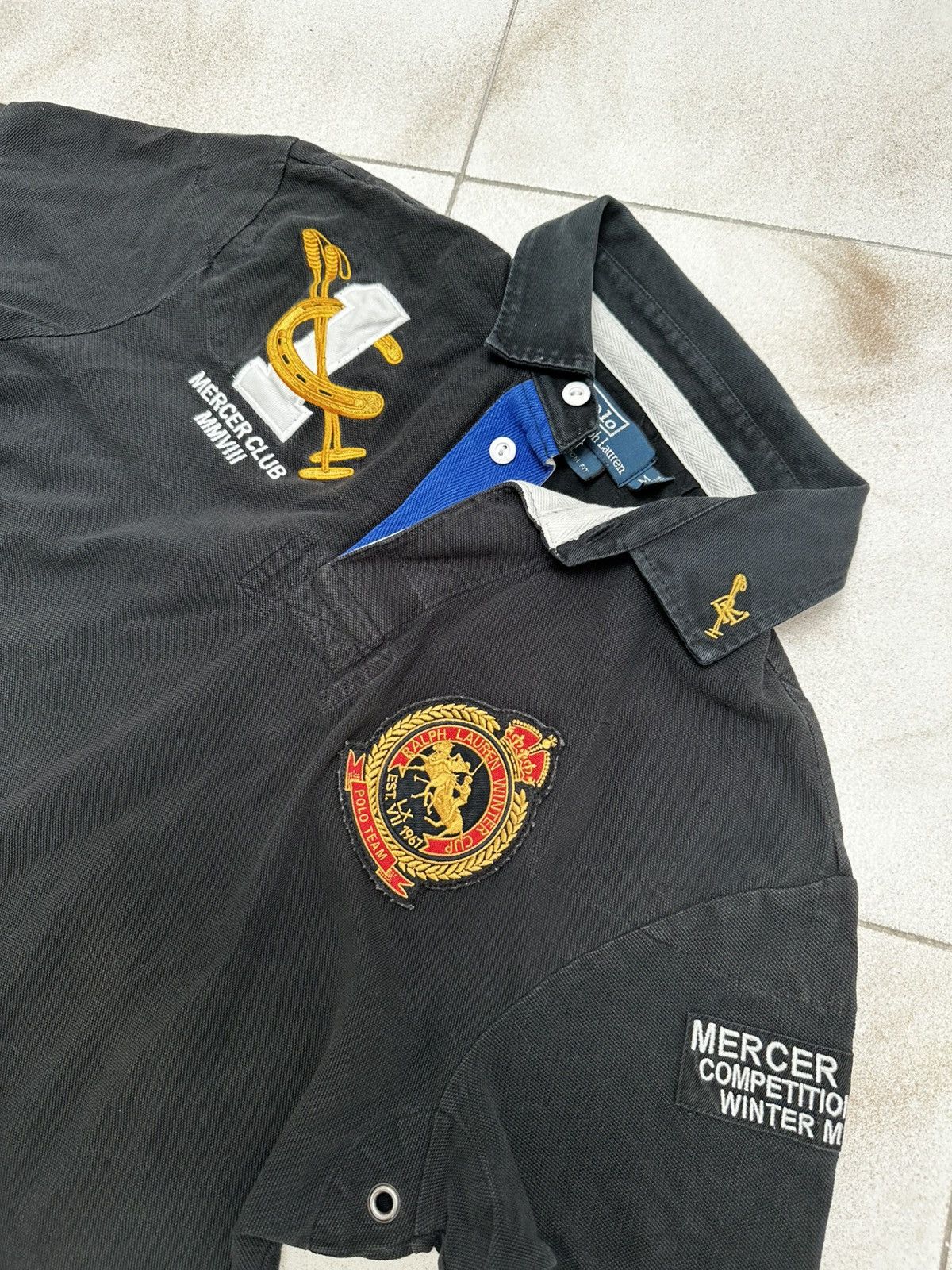 Polo Ralph Lauren × Ralph Lauren Polo Ralph Lauren Mercer Club Black Embroidered Vintage Polo Size US M / EU 48-50 / 2 - 2 Thumbnail