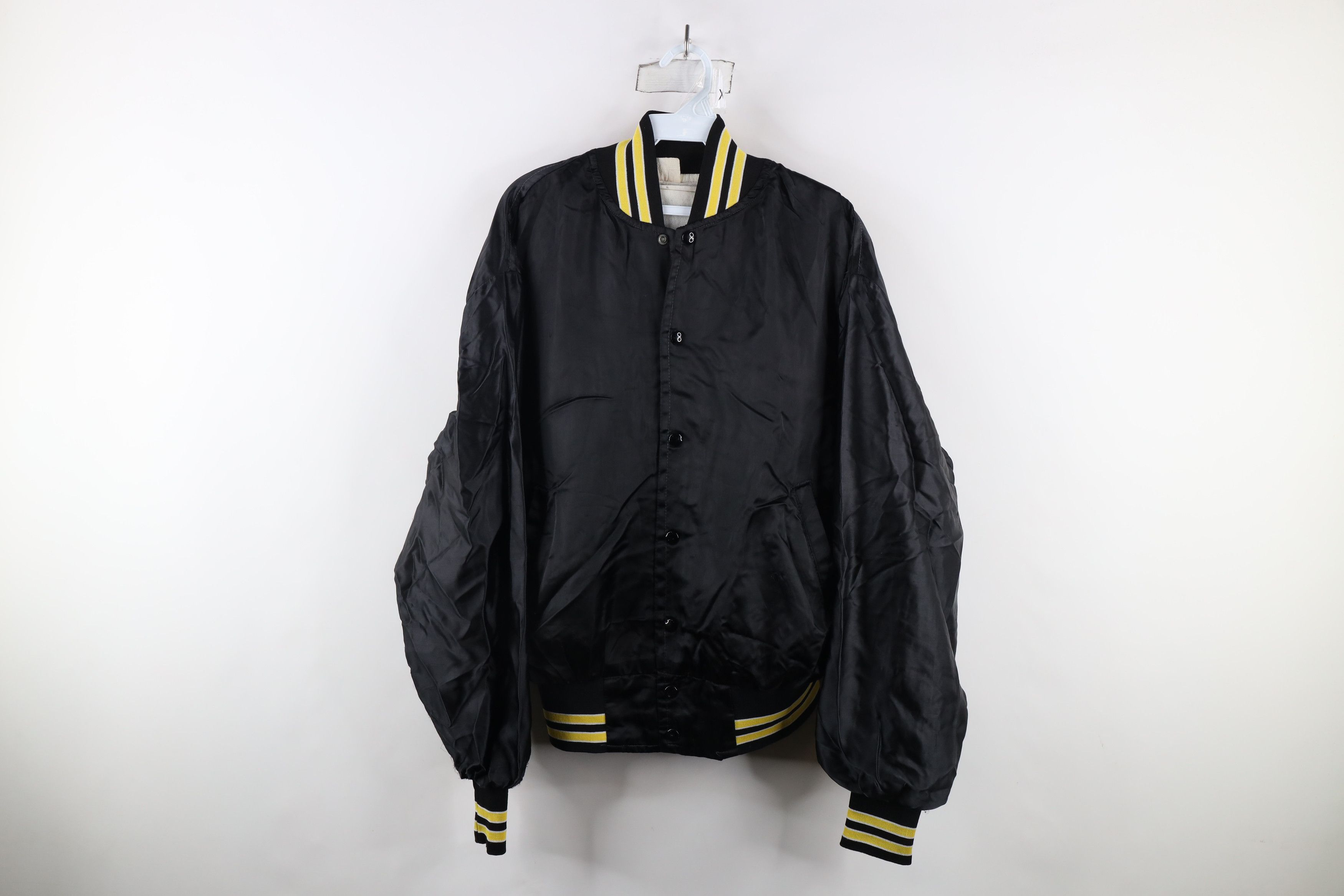 Vintage Vintage 80s Streetwear Lined Satin Bomber Jacket Black USA Size US XL / EU 56 / 4 - 1 Thumbnail