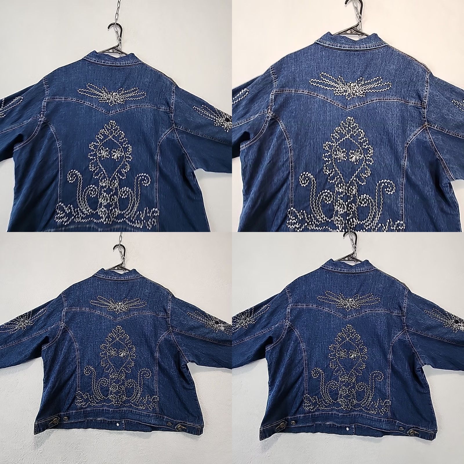 Denime VINTAGE CJ Banks Women's Denim Embroidered Button-Up Shirt Jacket 2X Blue 90s Shacket Casual Womens Size XXL / US 16-18 / IT 52-54 - 9 Thumbnail