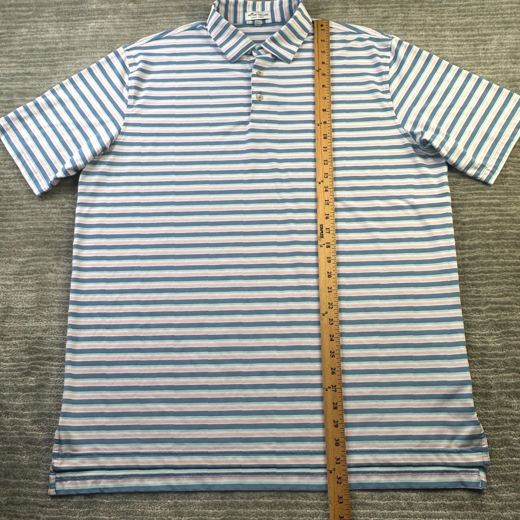 Peter Millar Peter Millar Polo Shirt Mens XL Blue Striped Short Sleeve Collared Button Polo Summer Comfort Golf Casual Size US XL / EU 56 / 4 - 8 Thumbnail