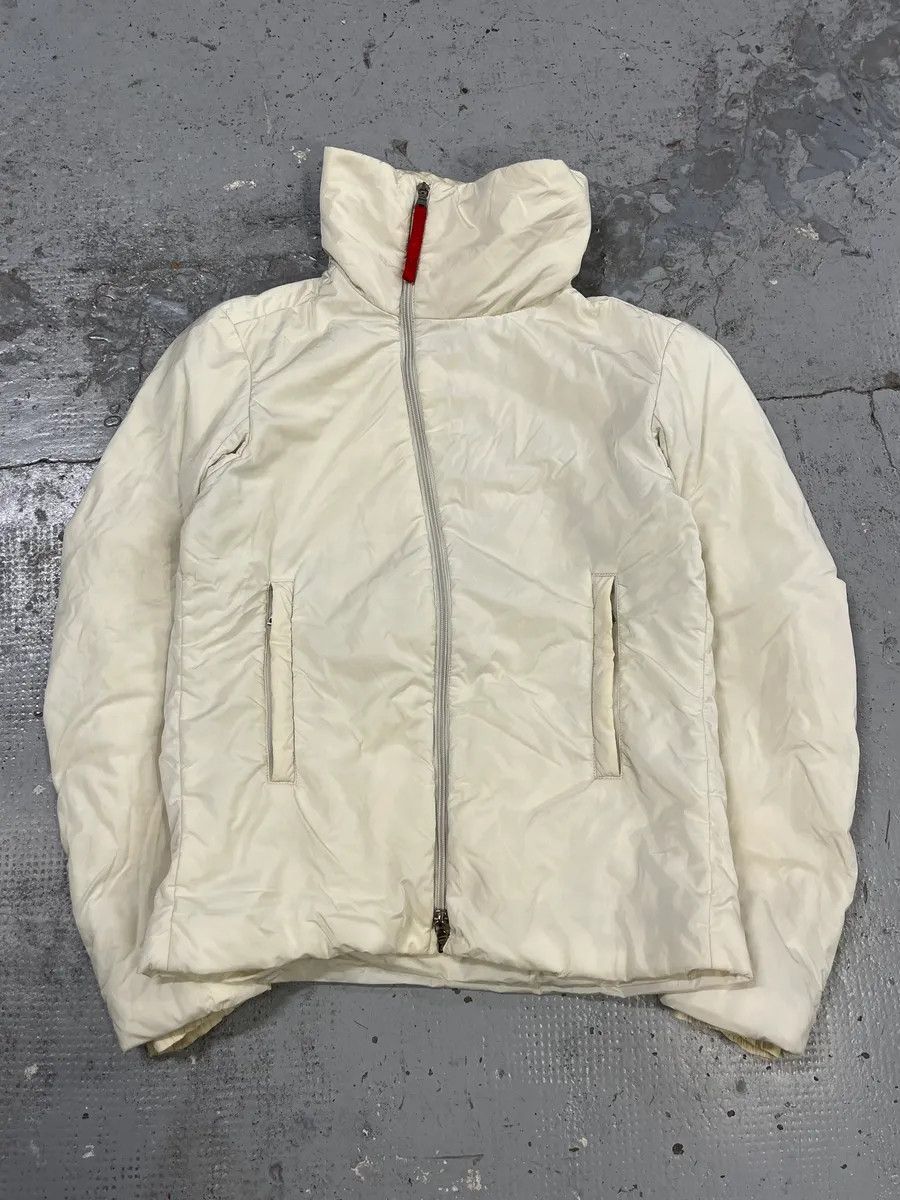 Prada 2000s Prada Asymmetrical Zip Retractable Hood White Jacket Size US M / EU 48-50 / 2 - 4 Thumbnail
