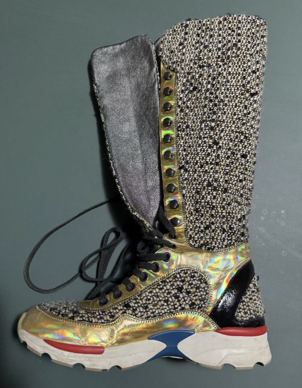 Chanel CHANEL Fall 2014 Tweed High Top Sneakers Boots Rare Size US 5 / IT 35 - 9 Thumbnail
