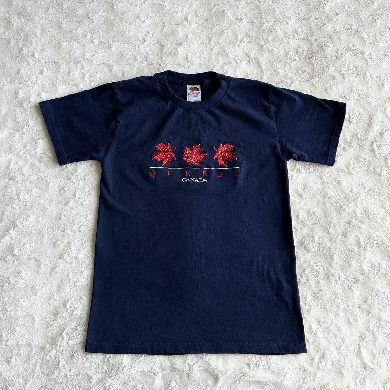 Fruit Of The Loom Vintage Quebec Canada Shirt Tee Womens Small Navy Maple Leaf Size S / US 4 / IT 40 - 2 Thumbnail