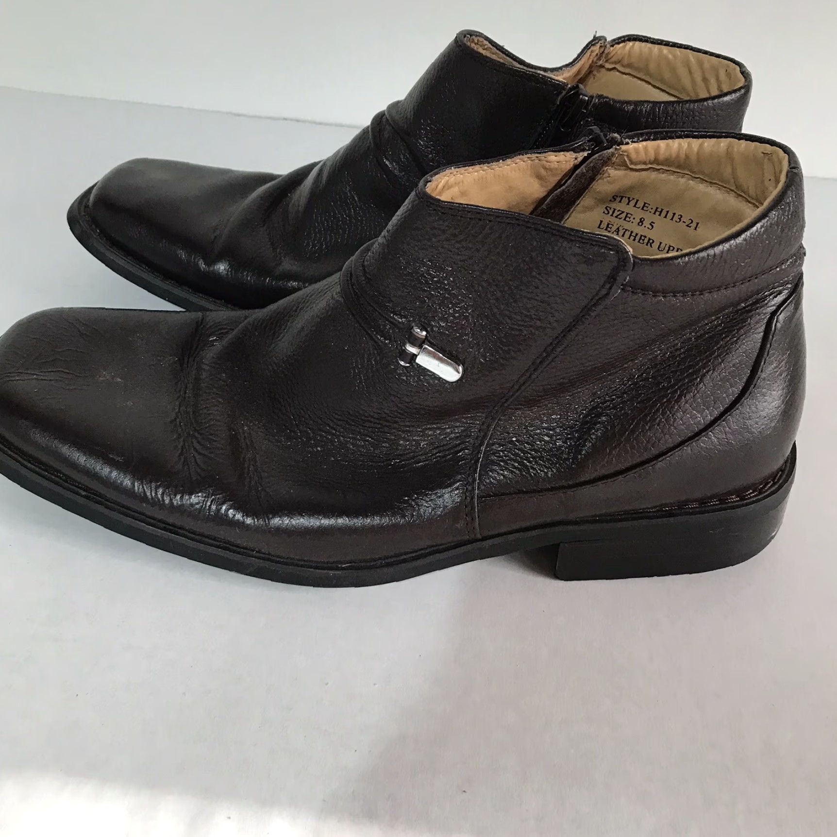 Vintage LA Milano Italy Collection Brown Leather Side Zip Dressy Ankle Boots Men’s Size 8.5 Size US 9 / EU 42 - 4 Thumbnail