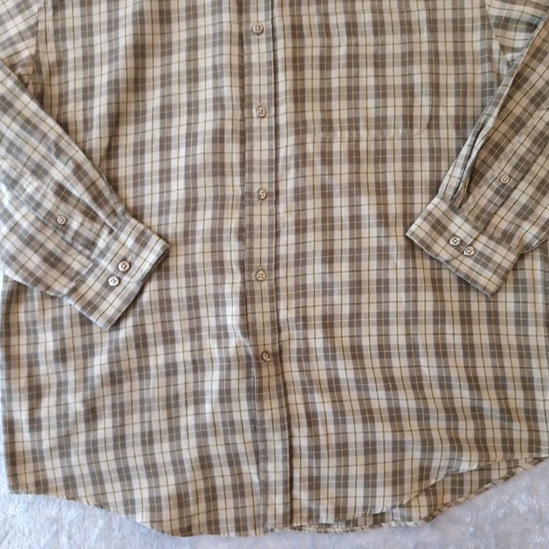 Van Heusen Van Heusen Mens Medium Green Plaid Cotton Blend Button Down Shirt Long Sleeve Size US M / EU 48-50 / 2 - 4 Thumbnail
