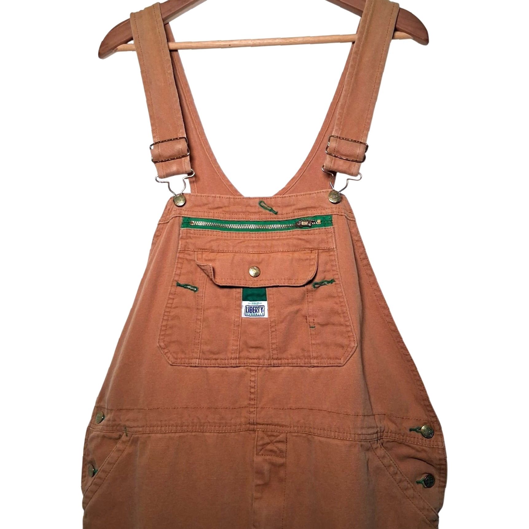 Vintage Liberty Overalls Men 42x28 Brown Canvas Carpenter Work Pants Workwear Bibs Bottoms Size US 42 / EU 58 - 4 Thumbnail