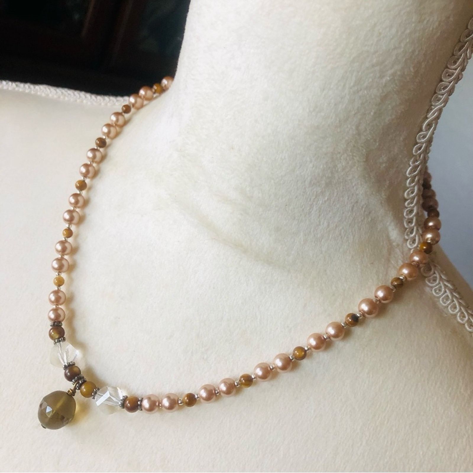 Handmade Handcrafted repurpose unique facet mookaite Pearl necklace Size ONE SIZE - 4 Thumbnail
