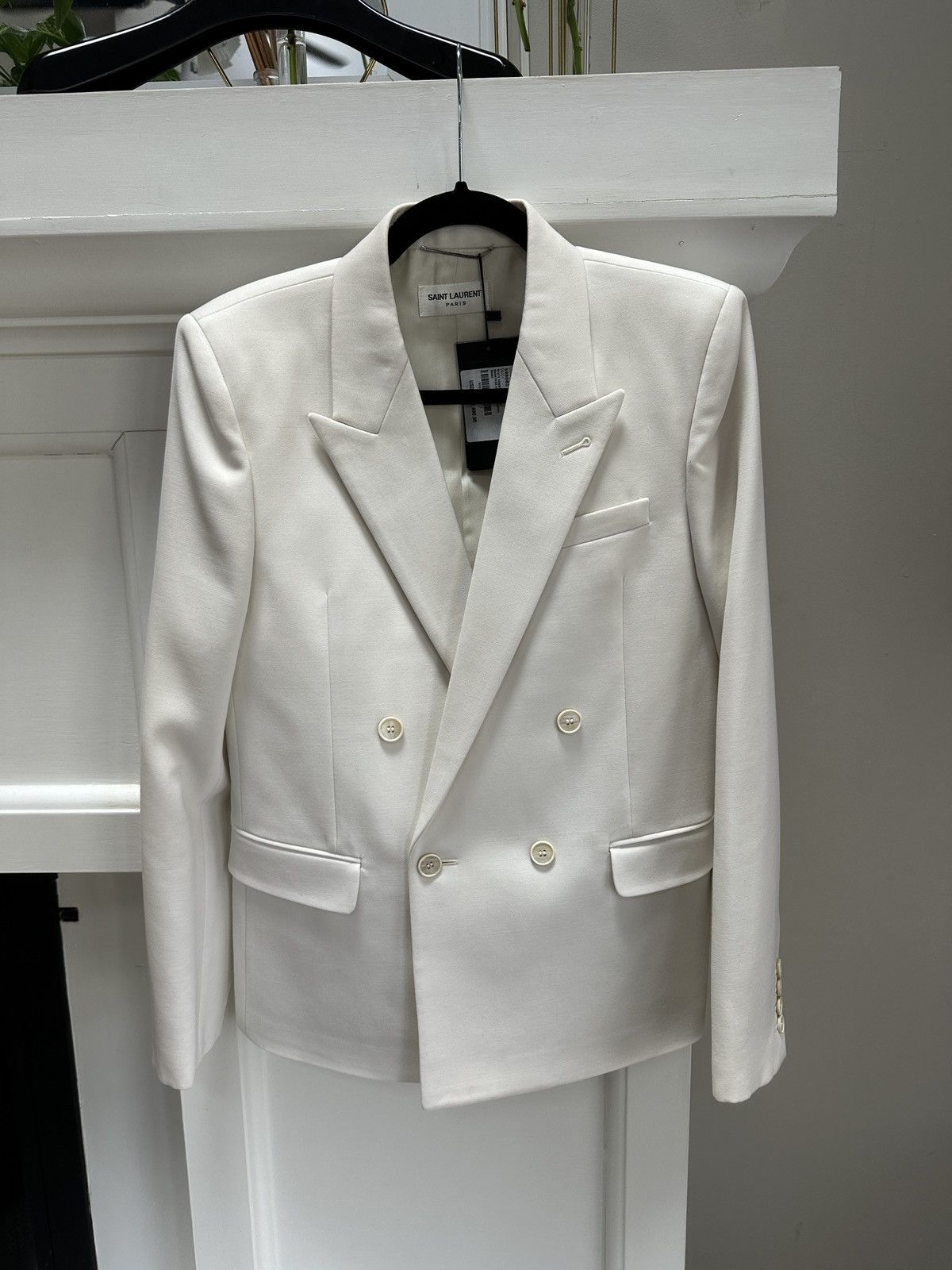 Saint Laurent Paris Ivory Double Breasted Suit Jacket Size 46R - 1 Thumbnail