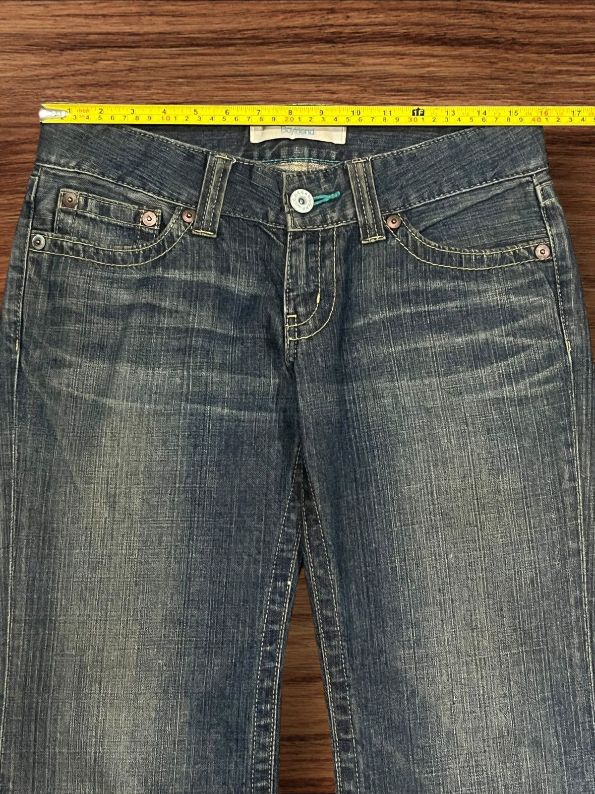 Japanese Brand × Uniqlo Vintage Japanese Brand Uniqlo Blue Faded Frayed Flare Jeans Size 31" - 10 Thumbnail
