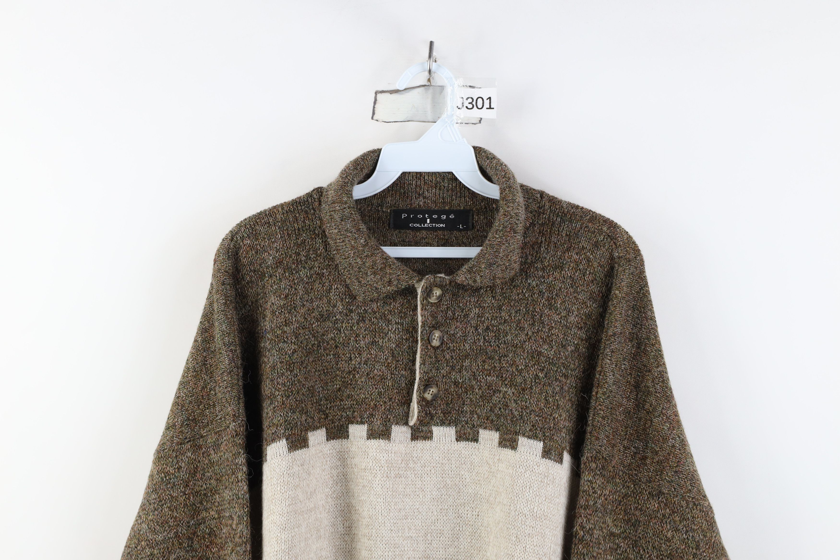 Vintage Vintage 90s Streetwear Knit Collared Sweater Earth Tone Size US L / EU 52-54 / 3 - 2 Thumbnail