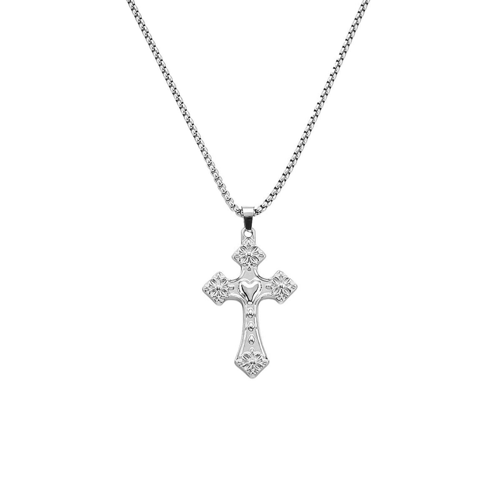 Jewelry Silver Cross Pendant Necklace, Men's Religious Jewelry Size ONE SIZE - 5 Thumbnail