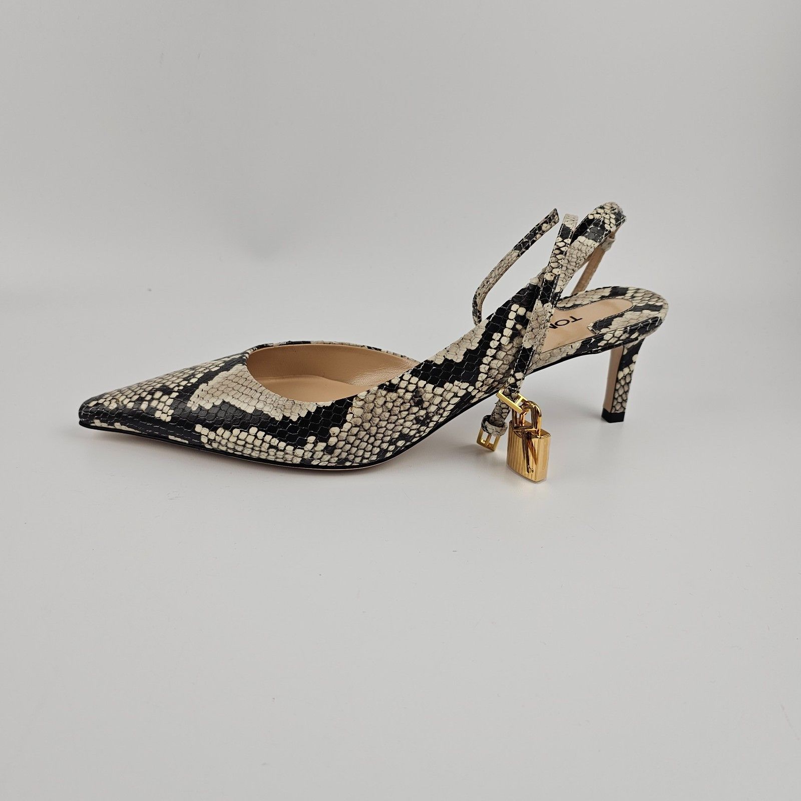Tom Ford TOM FORD Padlock B/Blk Emb.Lthr. 55mm Pumps Size US 7 / IT 37 - 8 Thumbnail