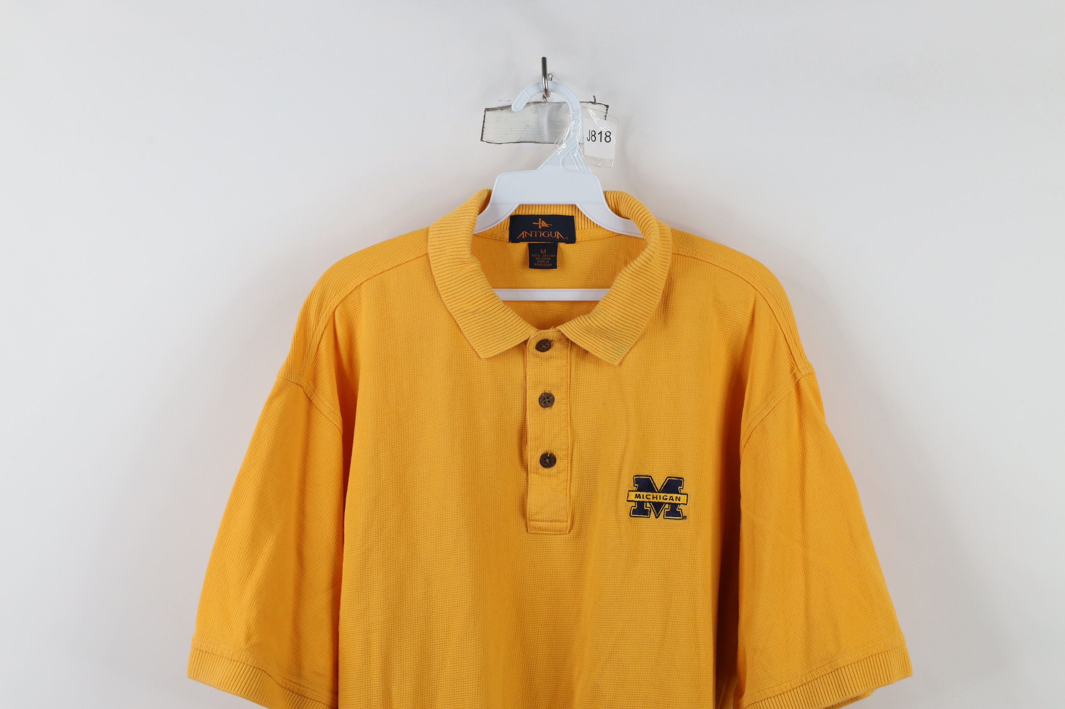Vintage Vintage 90s University of Michigan Thermal Waffle Knit Polo Size US M / EU 48-50 / 2 - 2 Thumbnail