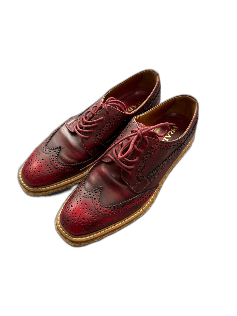 Prada Burgundy Platform Oxford Shoes -2505