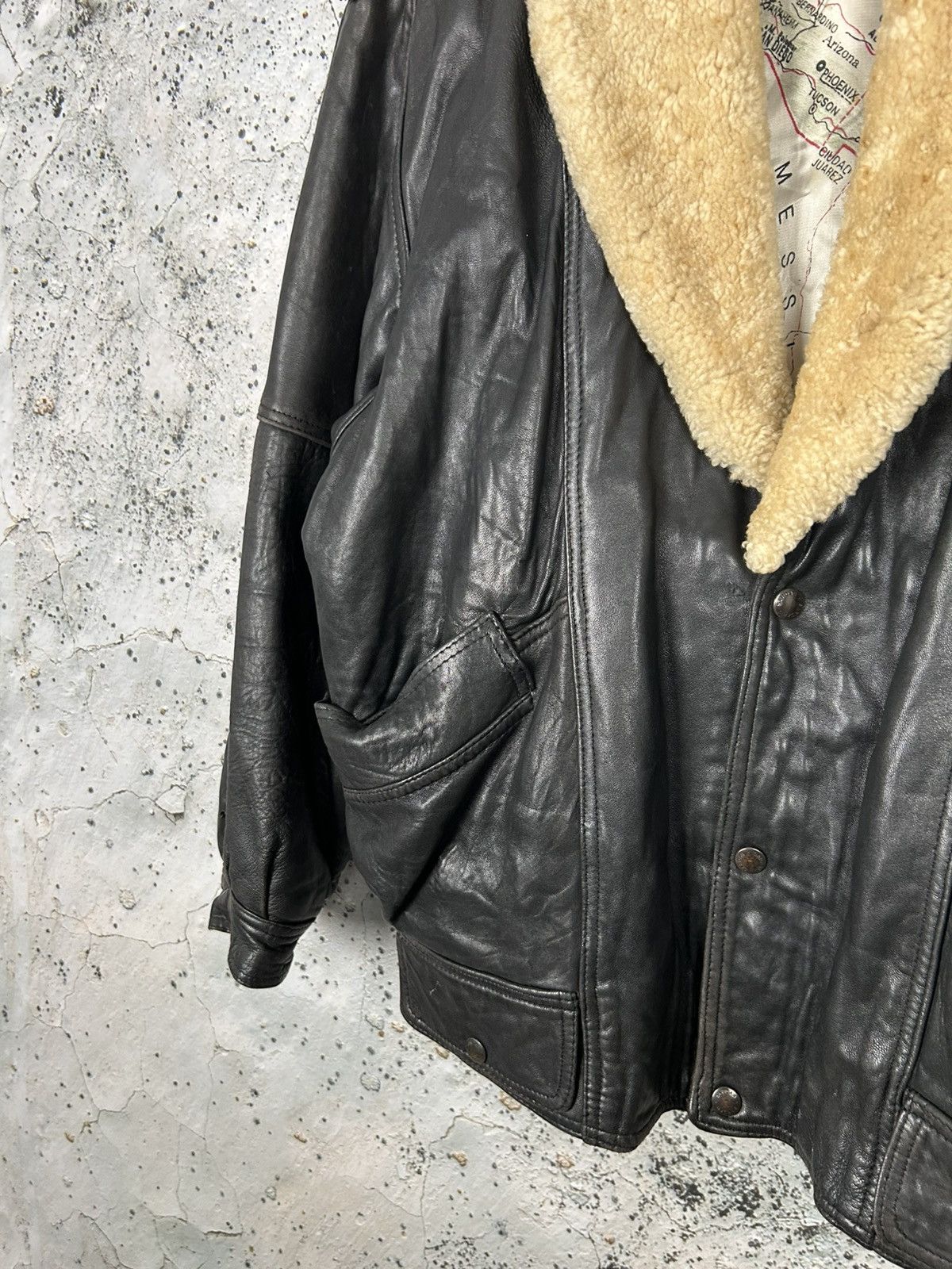 Genuine Leather Vintage Genuine Leather Sherpa Military Jacket Archive 90s Size US XL / EU 56 / 4 - 4 Thumbnail