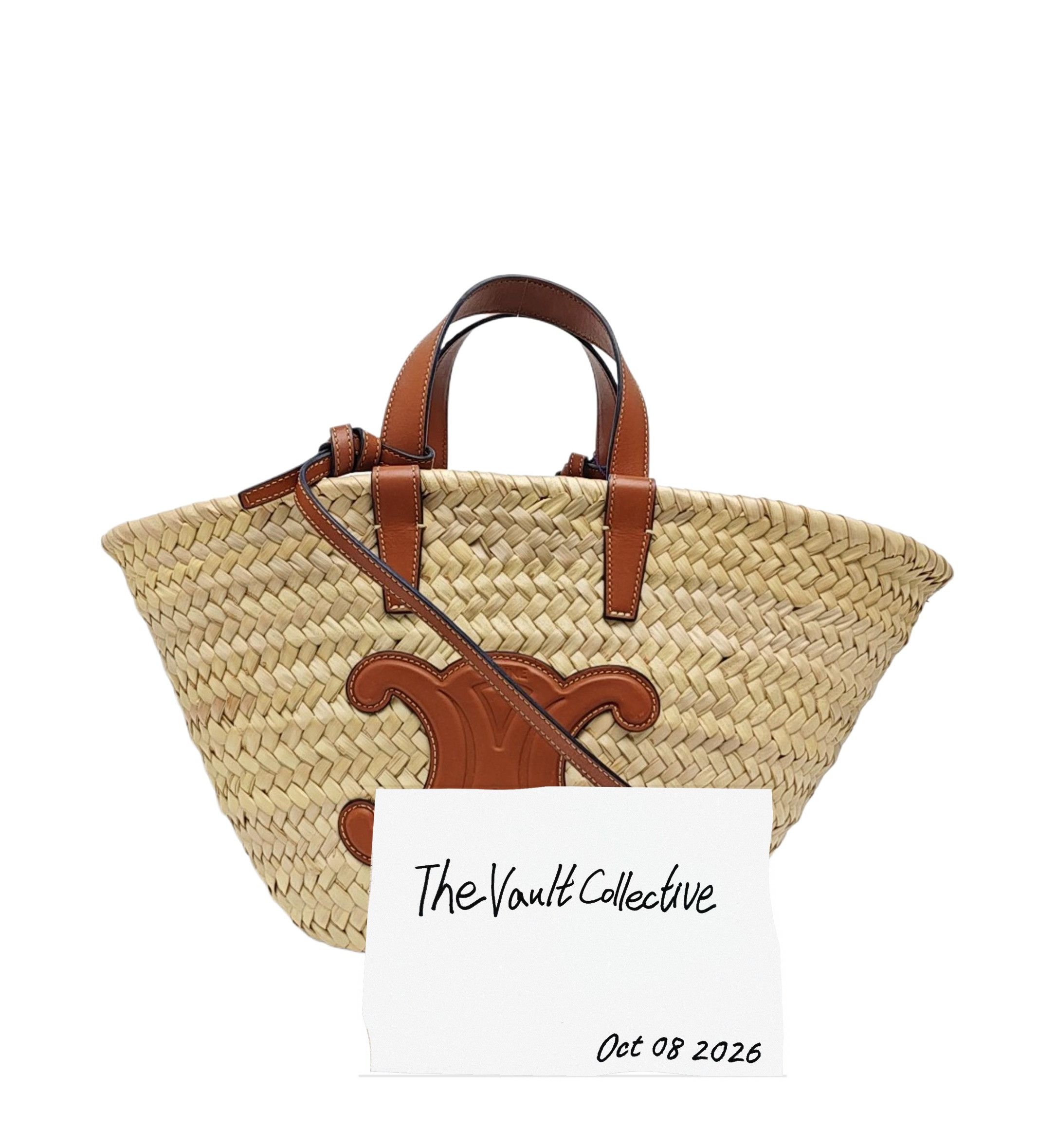 Celine CELINE TEEN TRIOMPHE CELINE CLASSIC beige straw woven shoulder bag Size ONE SIZE - 1 Thumbnail
