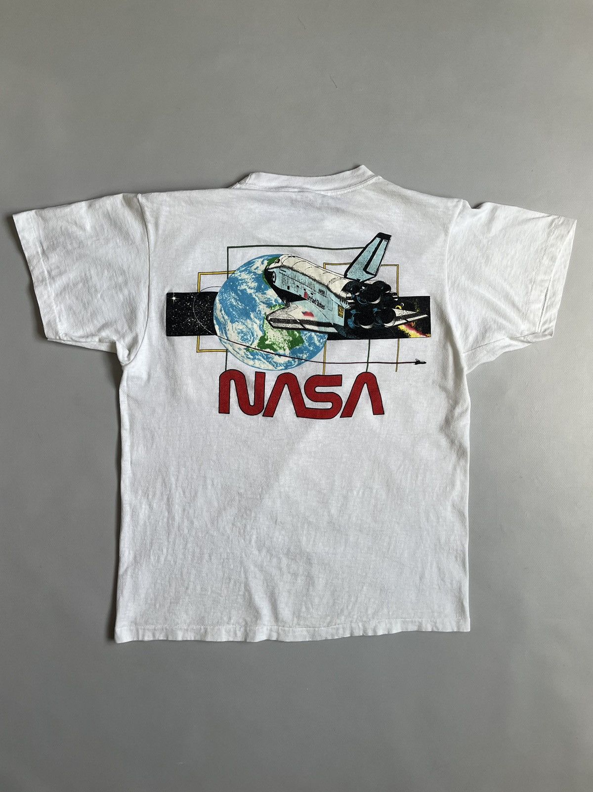 Vintage Vintage 80s NASA Single Stitch White Pocket T-shirt Size US M / EU 48-50 / 2 - 8 Thumbnail