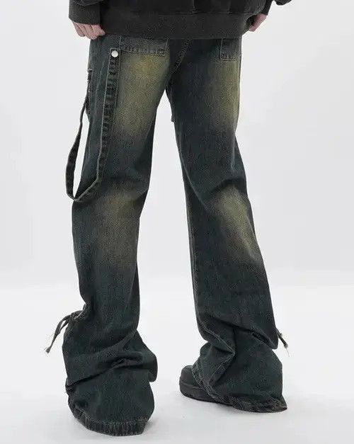 Japanese Brand × Jean Unisex Y2K Stacked Baggy Flare Jeans Size US 33 - 3 Thumbnail