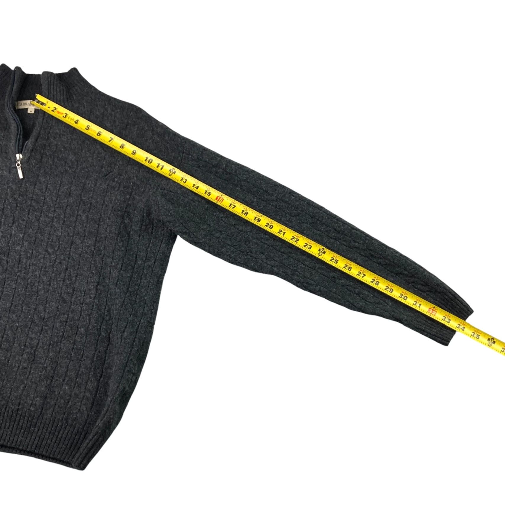 Vintage Carraig Donn Men's 100% Wool Cable-Knit 1/4 Zip Sweater Gray XL Size US XL / EU 56 / 4 - 7 Thumbnail