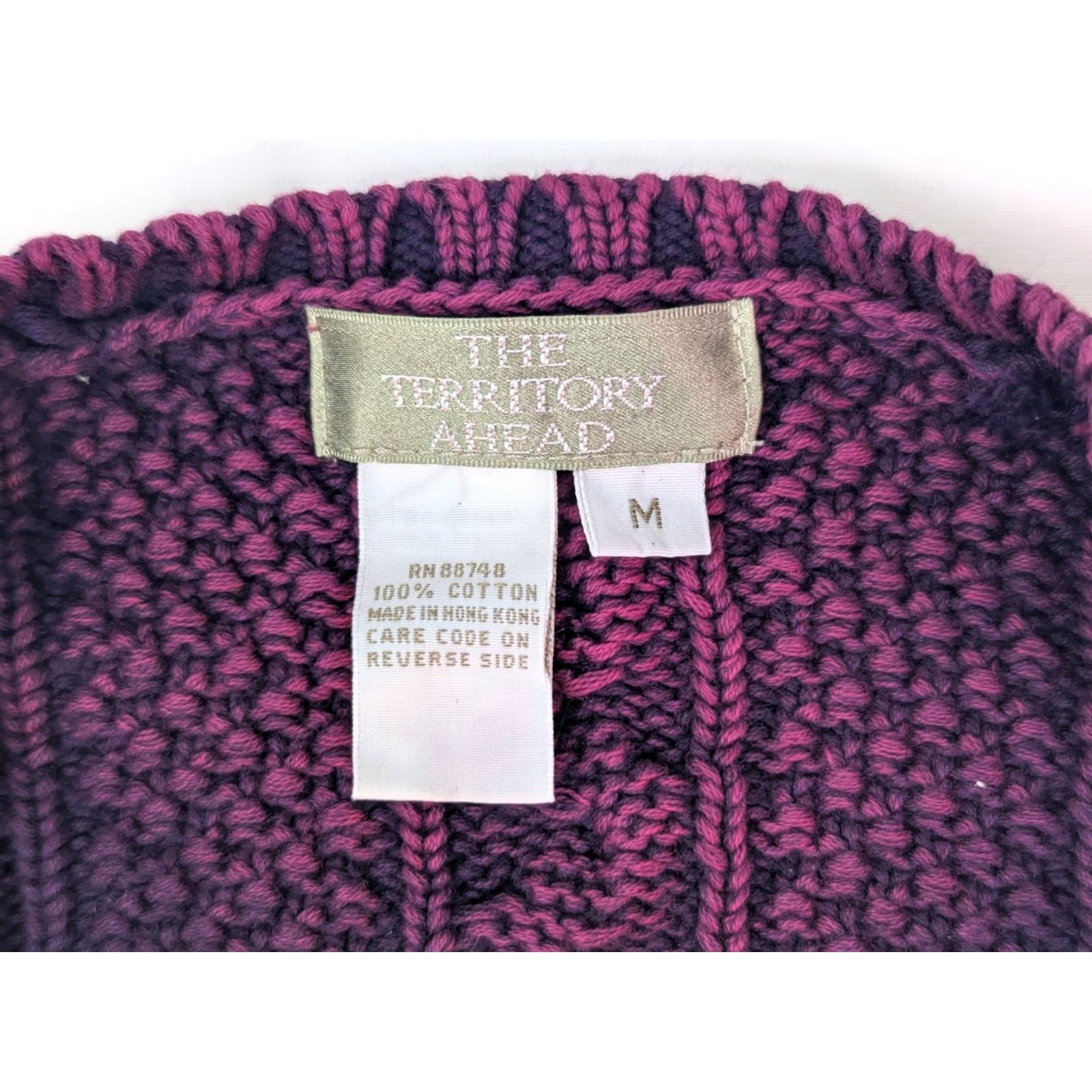 The Territory Ahead Territory Ahead Cardigan Women M Plum Purple Cable Knit Tie Front Front Open Knit Sweater Size M / US 6-8 / IT 42-44 - 3 Thumbnail