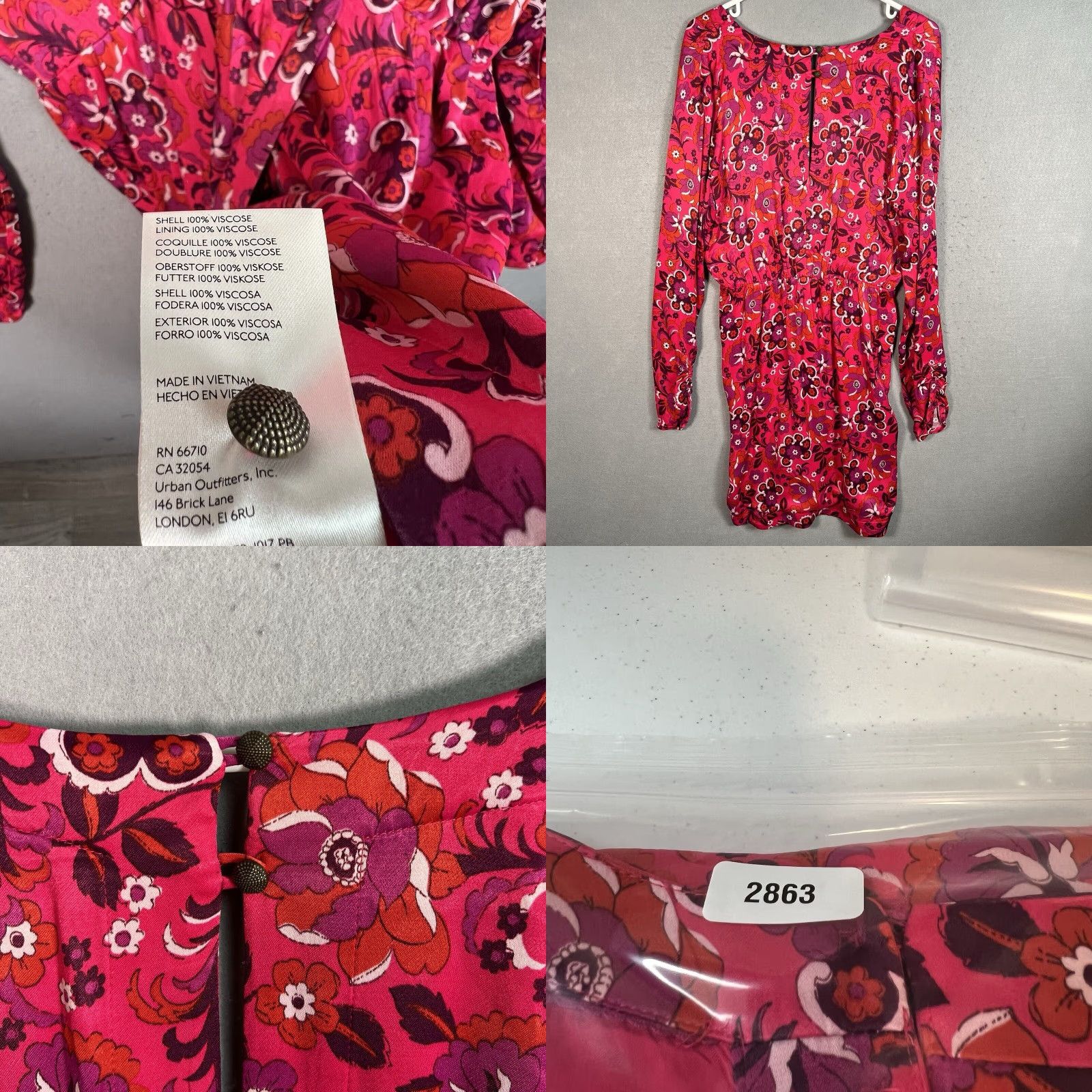 Anthropologie VINTAGE Anthropologie Maeve Floral Pink Wrap Mini Dress Womens Medium Long Sleeve V-Neck Size M / US 6-8 / IT 42-44 - 8 Thumbnail