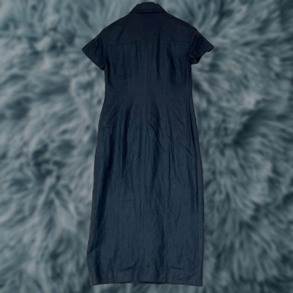 Vintage Preview Collection Dress Shirt Dress Black Linen 2P Petite Women Long Button 100% Linen Size 2P Size XS / US 0-2 / IT 36-38 - 1 Thumbnail