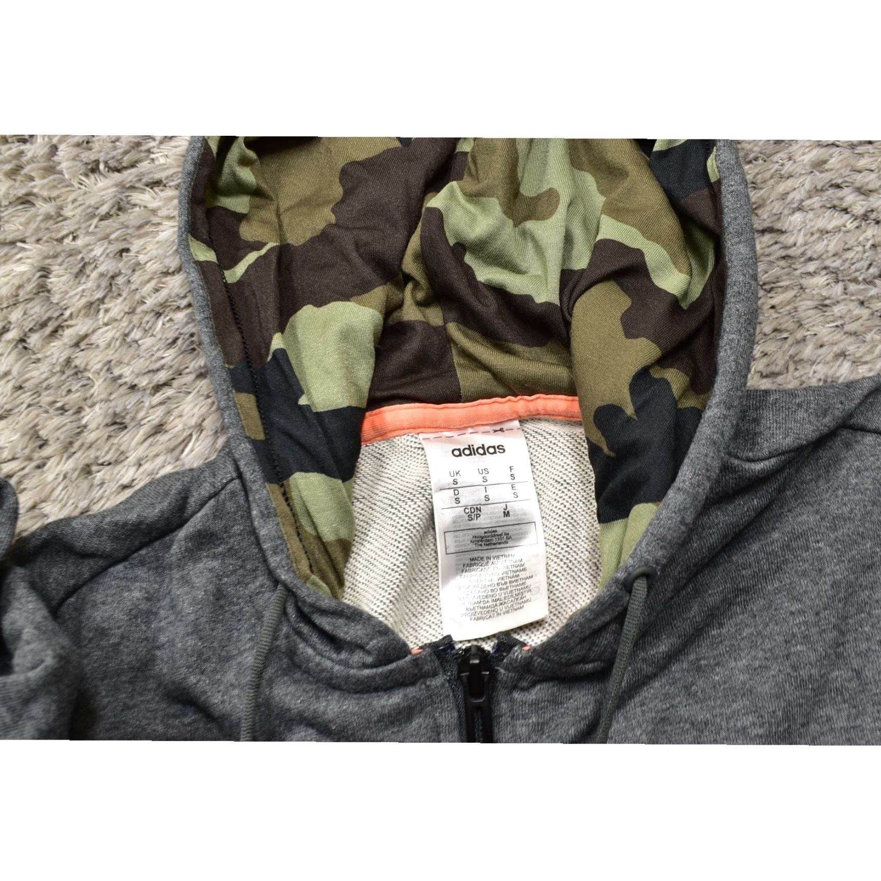 Adidas Adidas Mens Small Gray Cotton Blend Full Zip Solid Basic Jacket Hooded Shirt Size US S / EU 44-46 / 1 - 5 Thumbnail