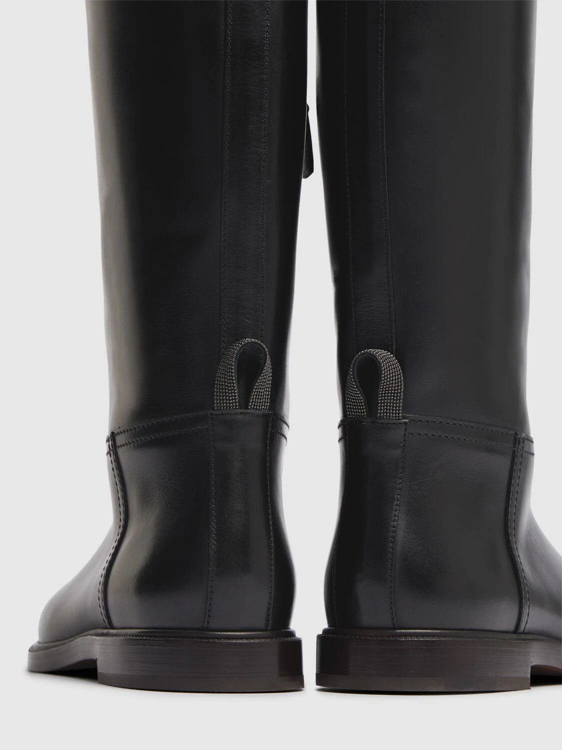 Brunello Cucinelli BRUNELLO CUCINELLI New Authentic Black Leather Tall Boots Size US 10 / IT 40 - 3 Thumbnail