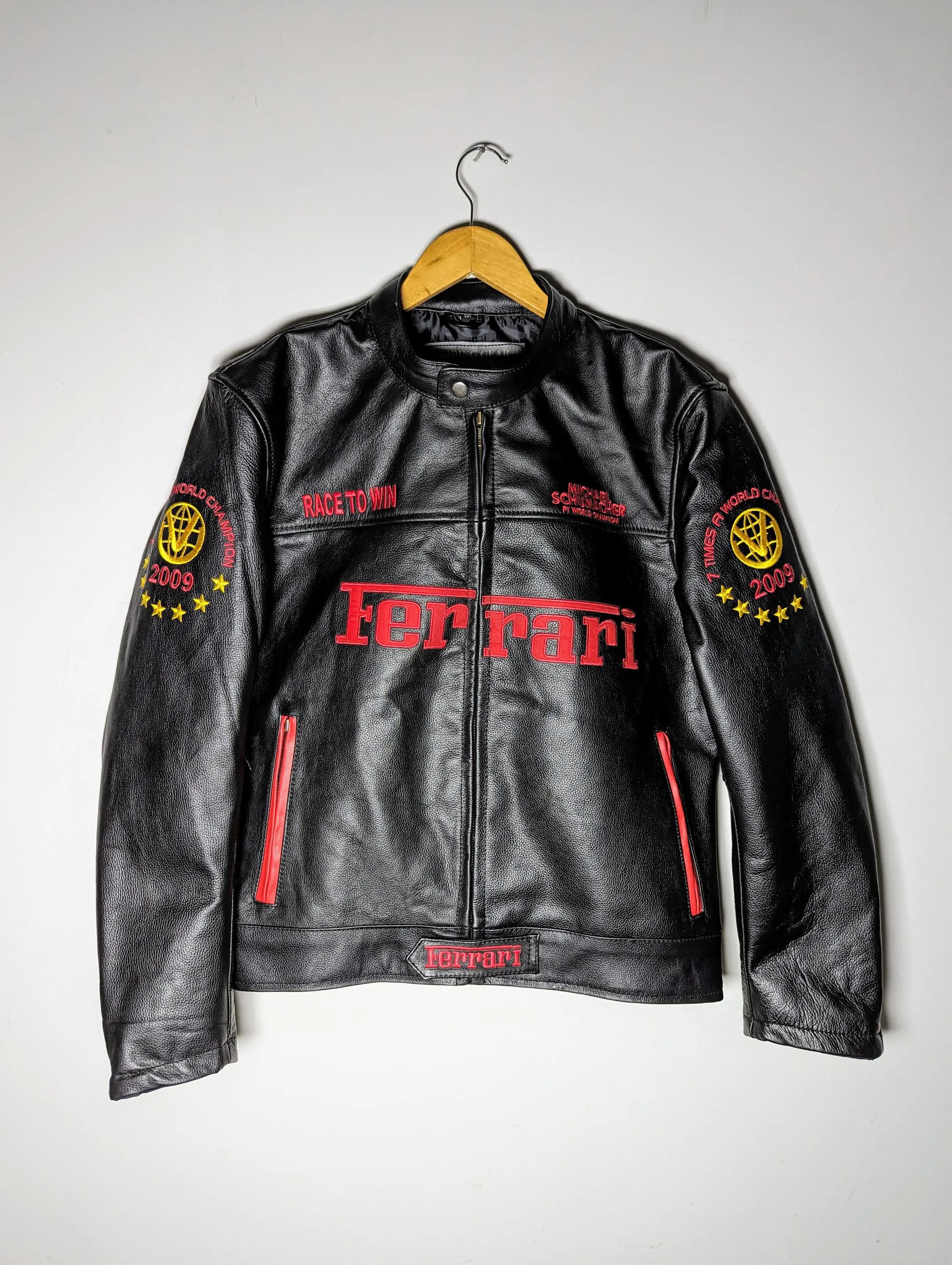 Ferrari × Genuine Leather × Leather Jacket Ferrari cafe Racer ...