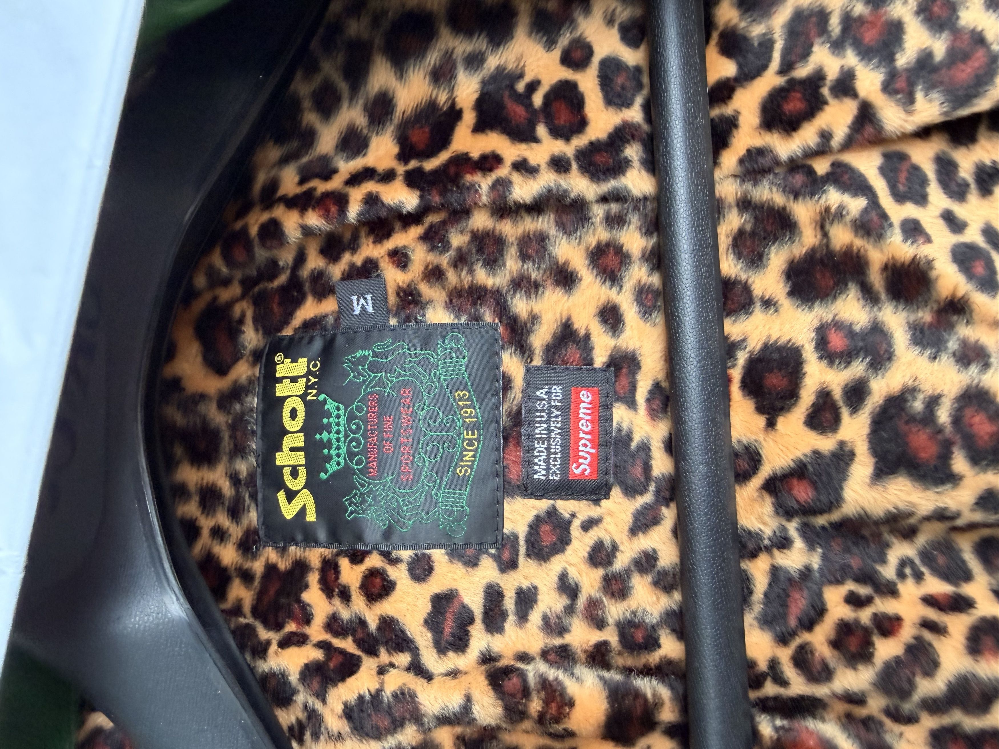 Schott × Supreme Supreme x Schott Leather Racing Jacket 'Green' (FW24) Size US M / EU 48-50 / 2 - 4 Thumbnail