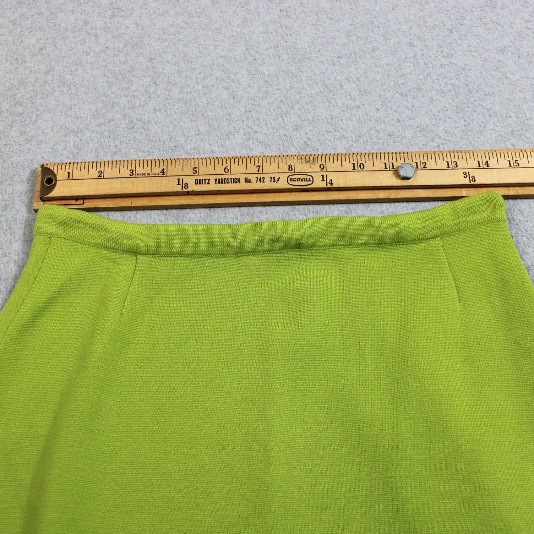Vintage VINTAGE Puccini Wool Skirt Women 14 Green Knit A-Line Knee Length Hong Kong Mod Size 36" / US 14 / IT 50 - 6 Thumbnail