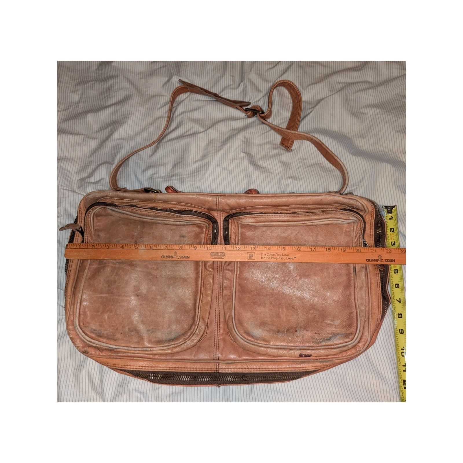 Handmade Handmade Vintage Leather Bag Satchel Columbia 20" x 10" Size ONE SIZE - 4 Thumbnail